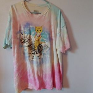 Social Media Tie Dye Cat Tee SZ 2X